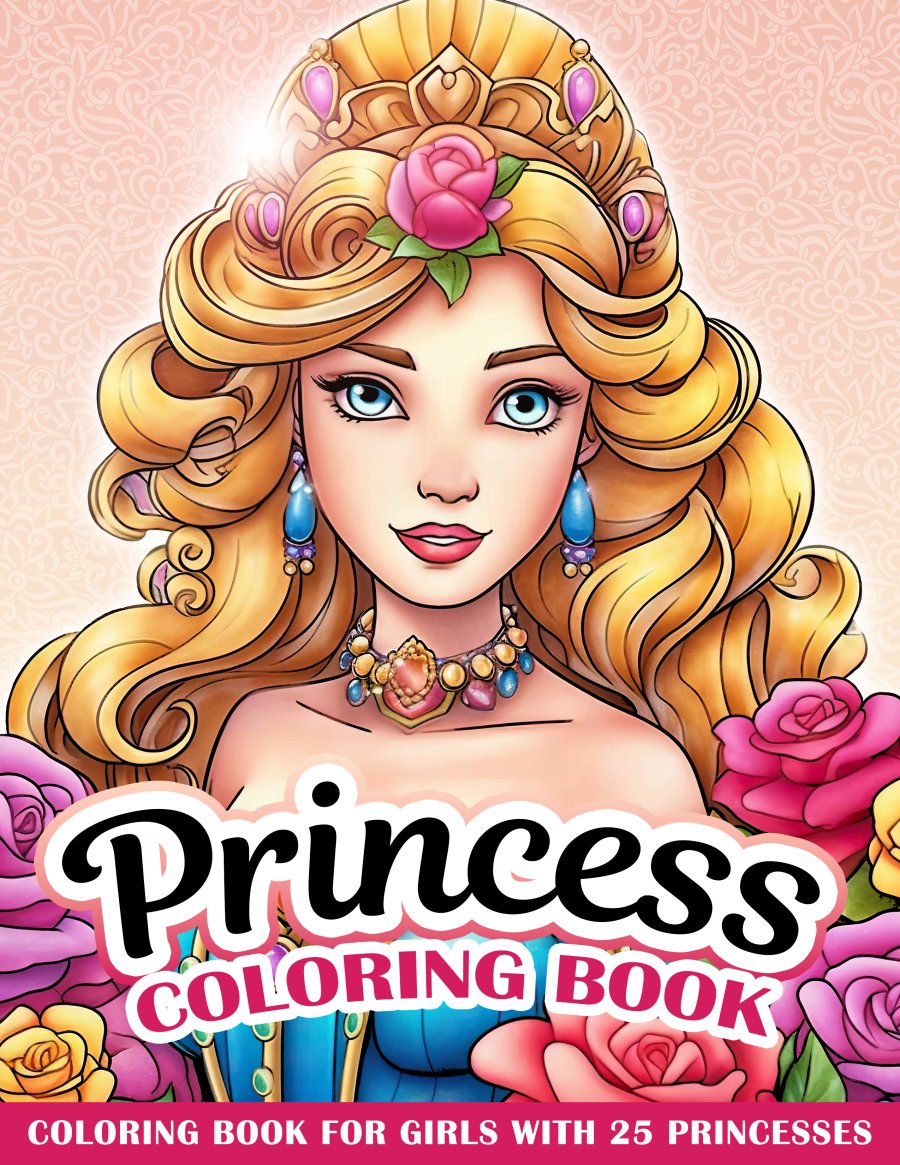 Princess coloring book for girls – free e-book with 25 coloring pages
