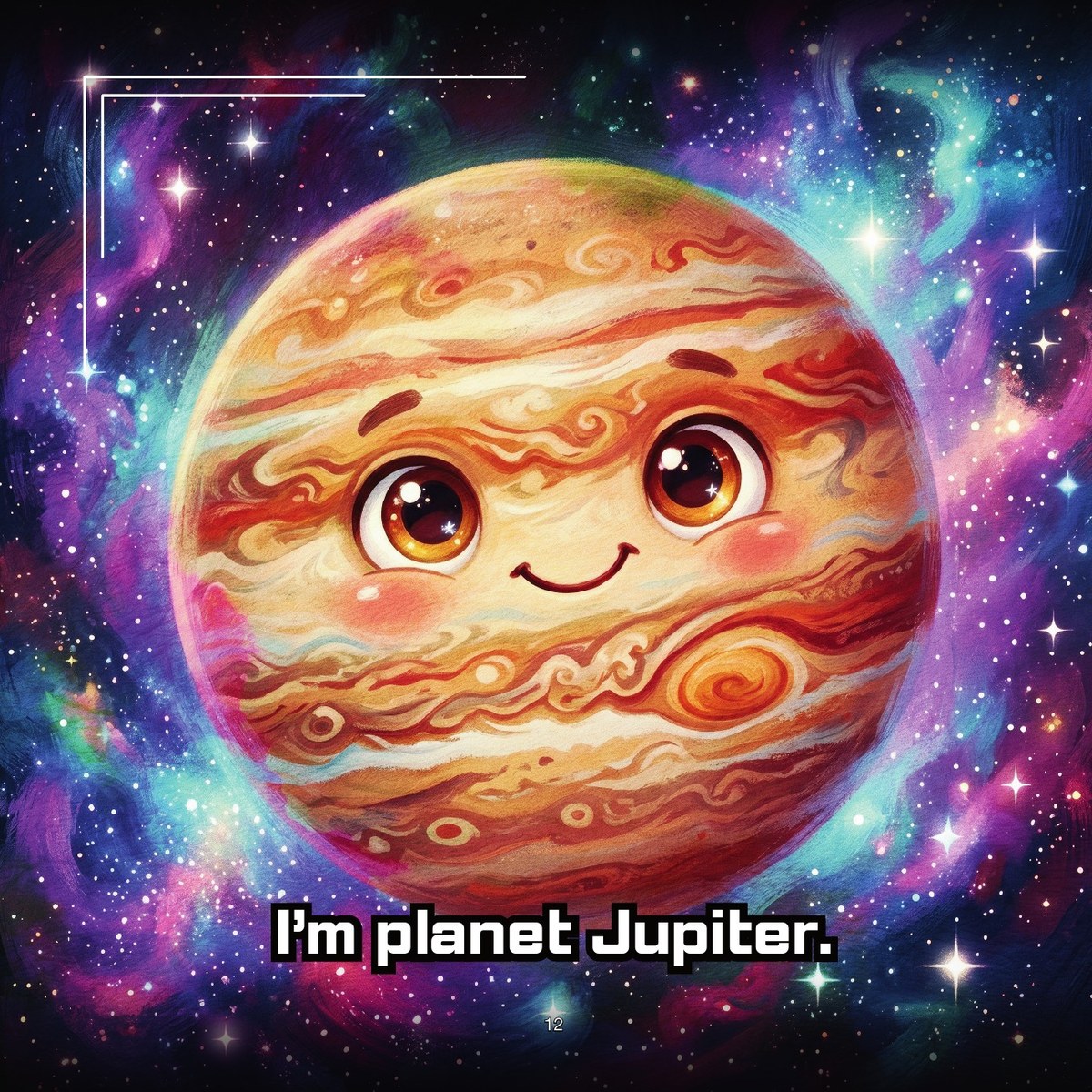 Child-friendly illustration of giant planet Jupiter