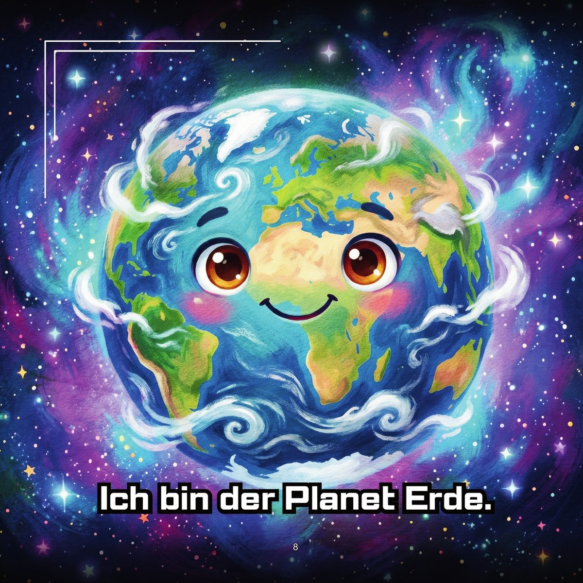 Lächelnde Erde als kindgerechte Illustration unseres Heimatplaneten