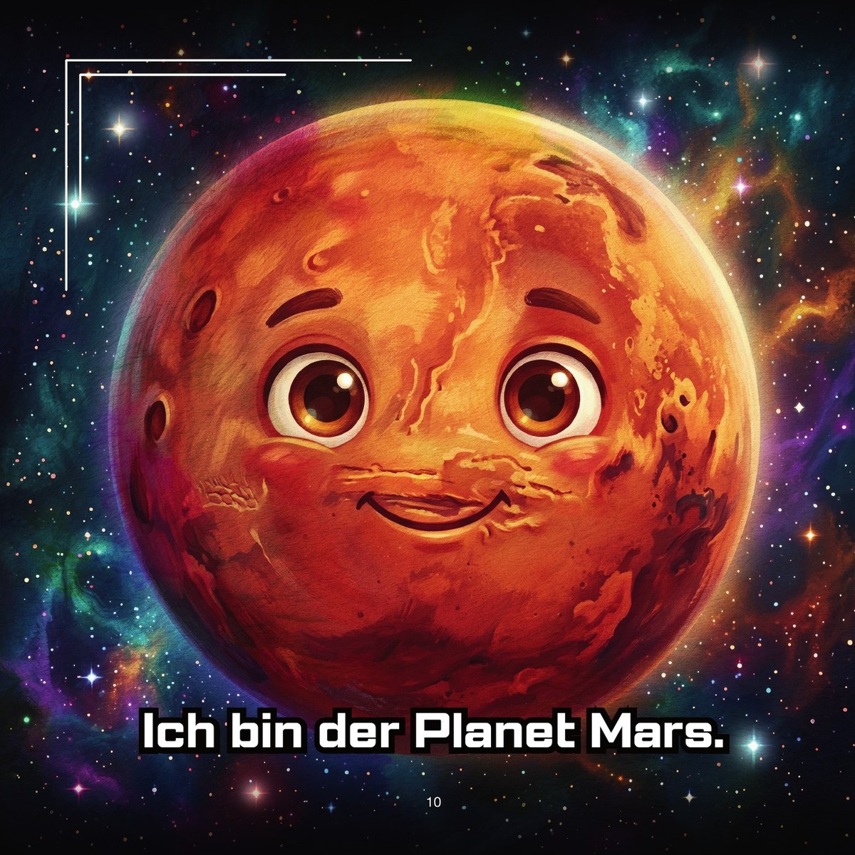 Roter Planet Mars als freundliche Weltraumillustration für Kinder