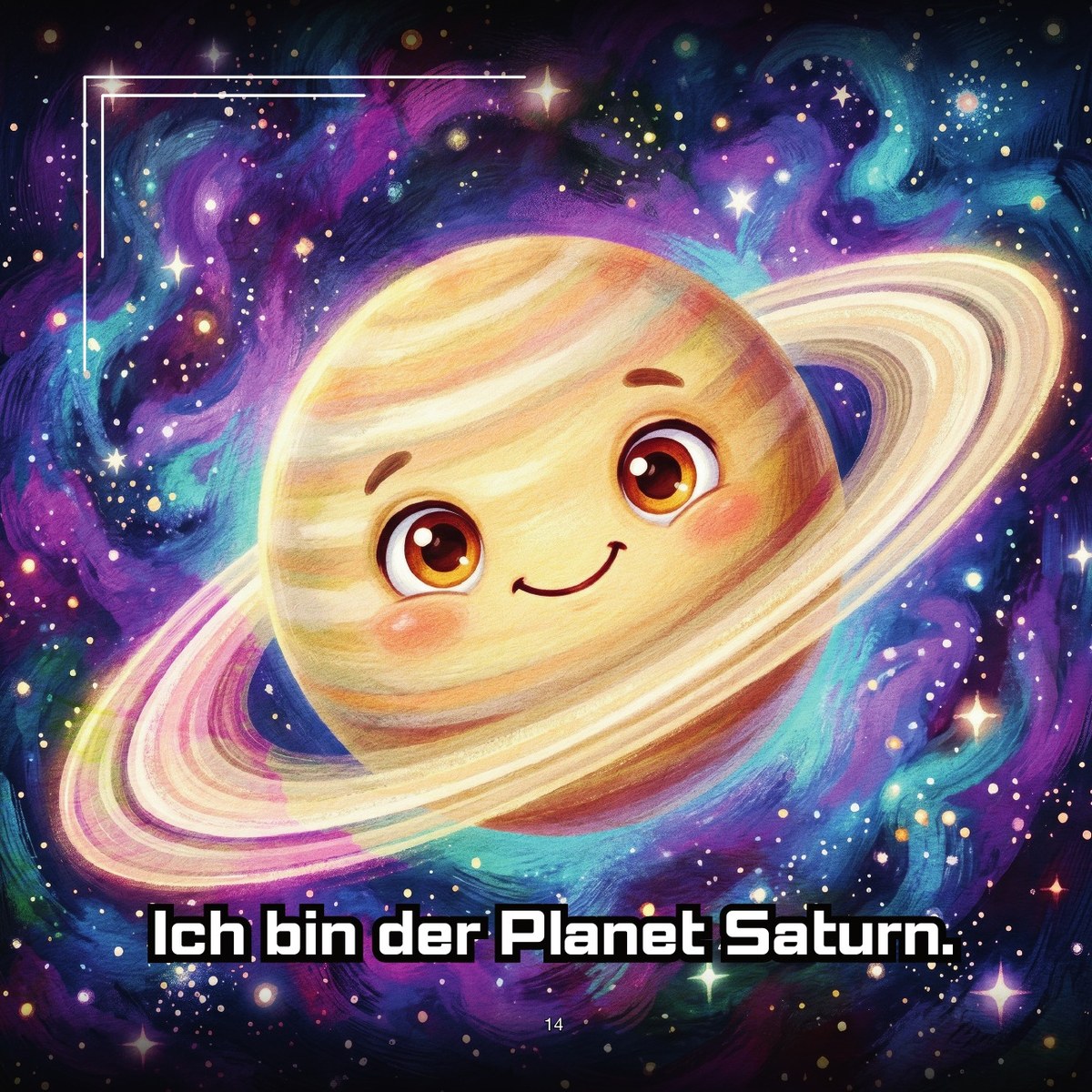 Saturn mit leuchtenden Ringen aus Eis, Gestein und Staub für Kinder erklärt