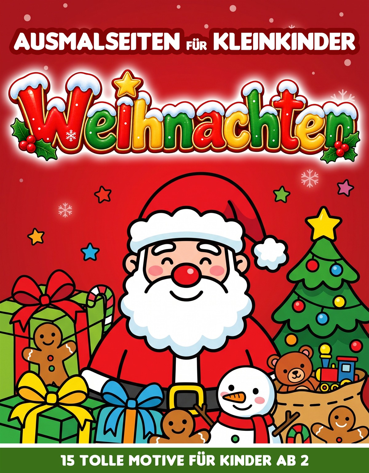 Kostenlose Weihnachts-Ausmalseiten für Kleinkinder ab 2 Jahren – deutsches Cover