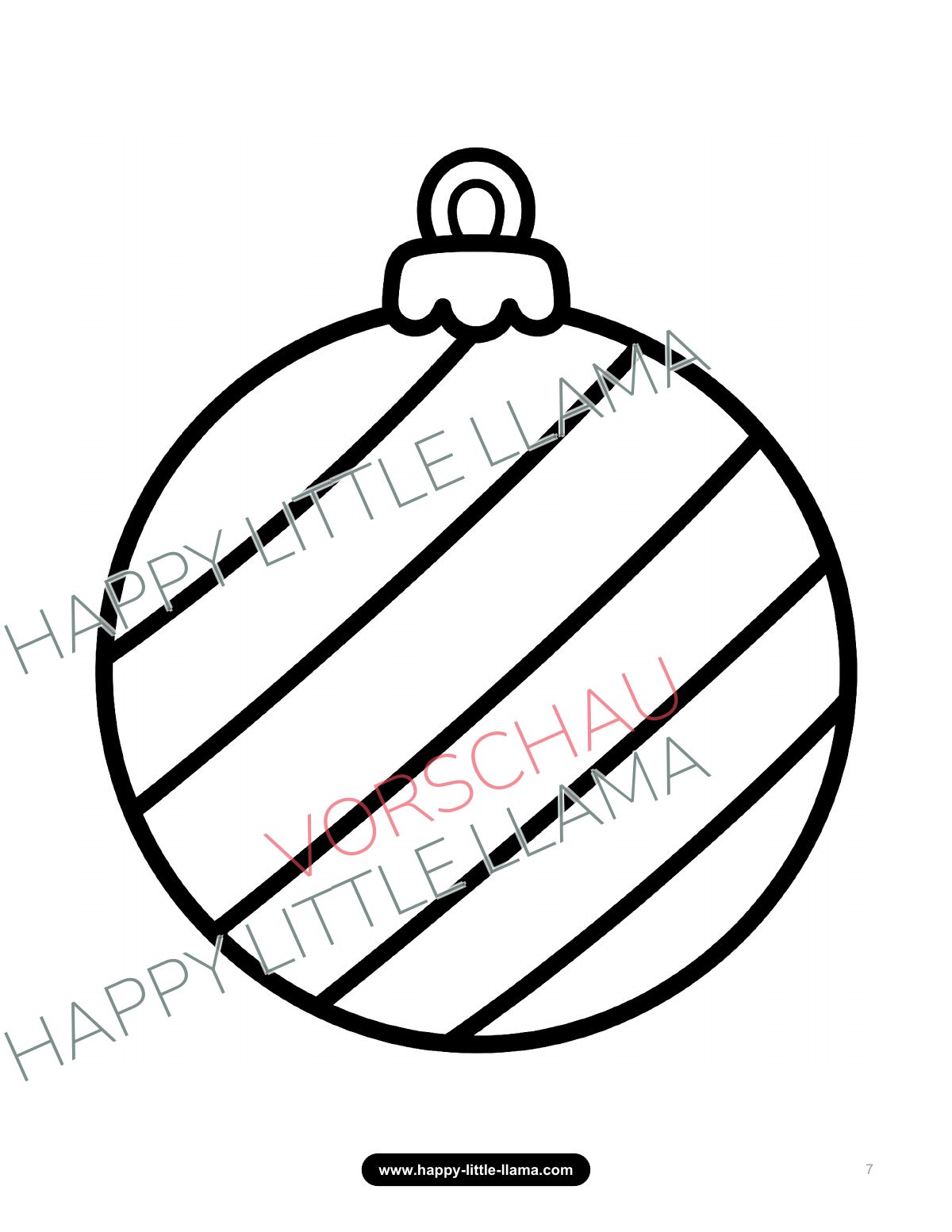 Große Weihnachtskugel – kostenlose Ausmalseite für Kinder ab 2 Jahren