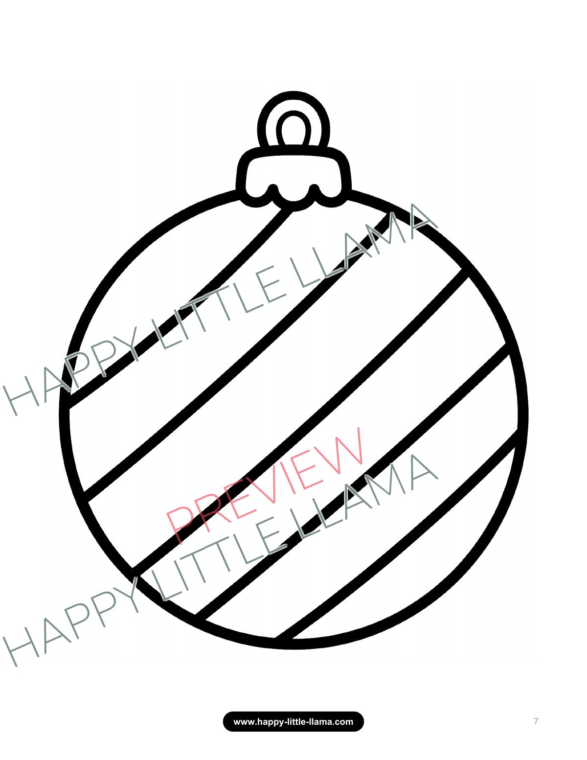 Large Christmas bauble – free coloring page for children ages 2 and up