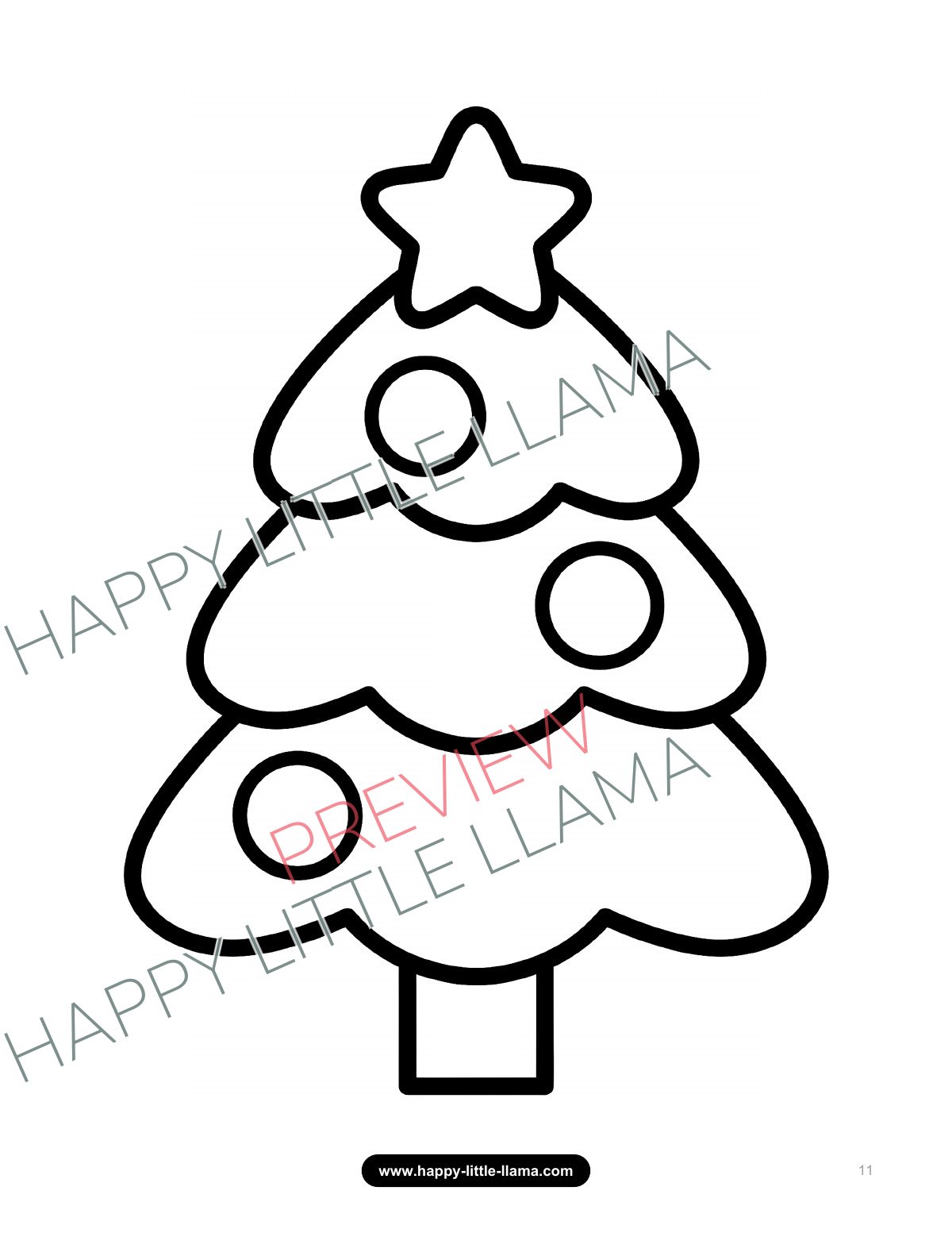 Simple Christmas tree – toddler coloring page with large spaces