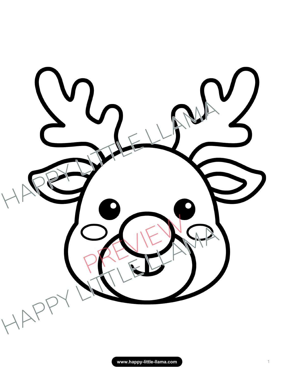 Simple reindeer – free Christmas coloring page for toddlers ages 2 and up