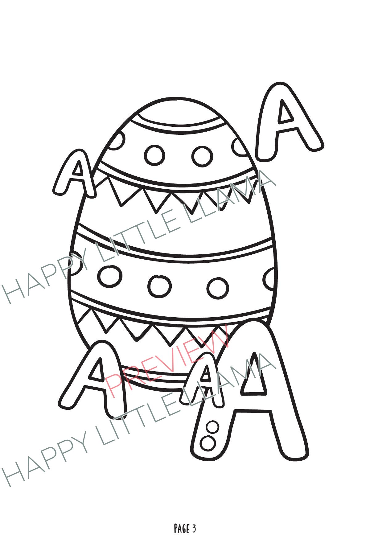 Easter egg with the letter A – free printable Easter coloring page for kids