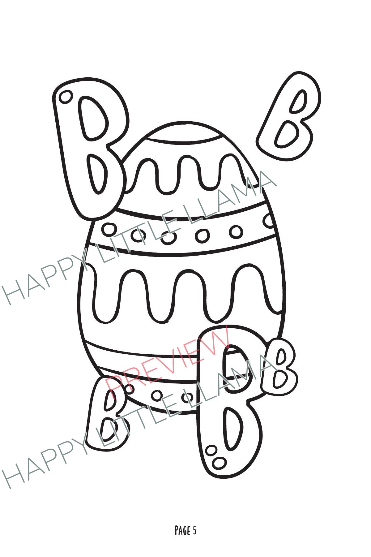 Easter egg with the letter B – coloring page from the free Easter book