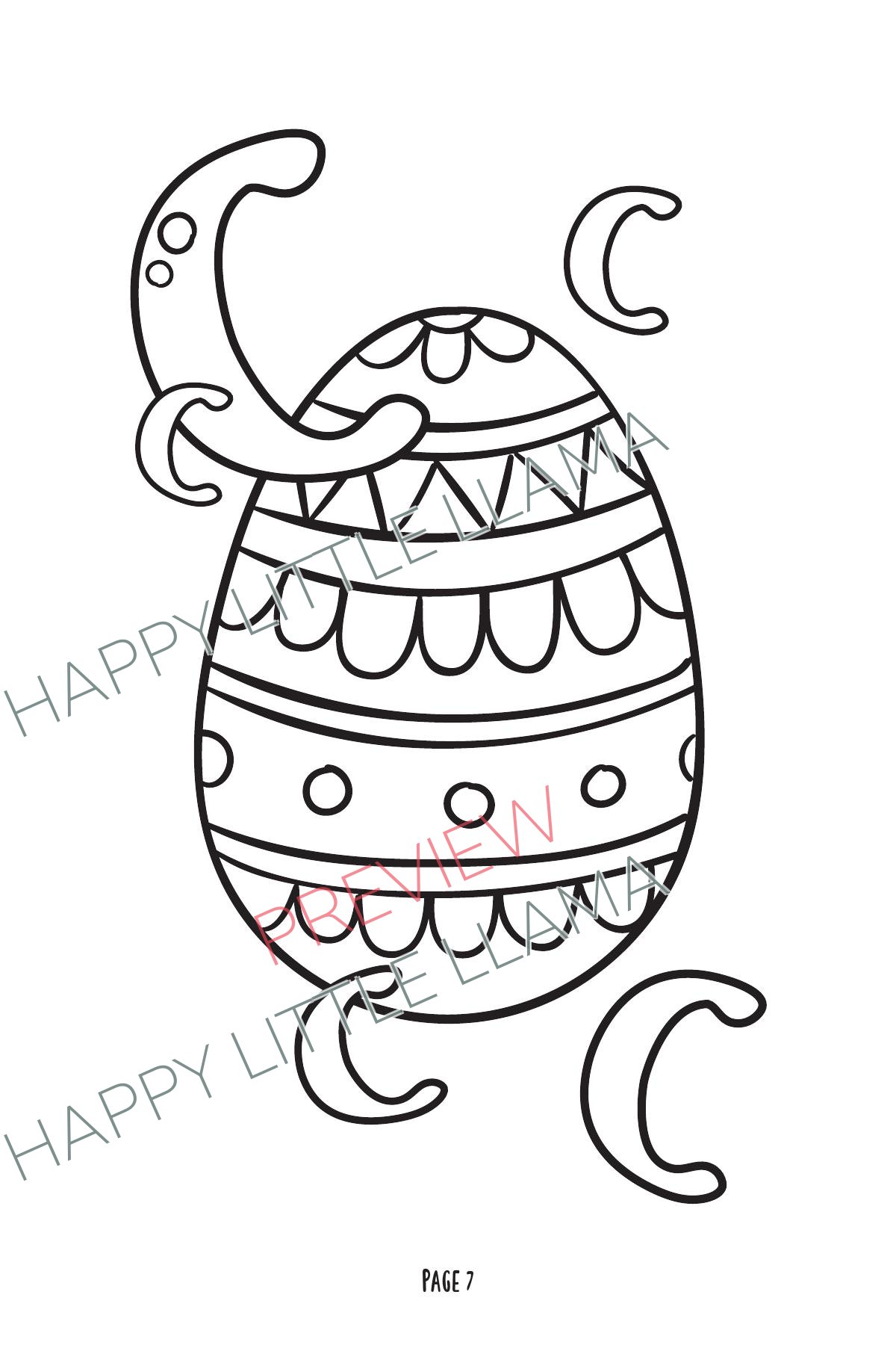 Easter egg with the letter C – free printable alphabet coloring page