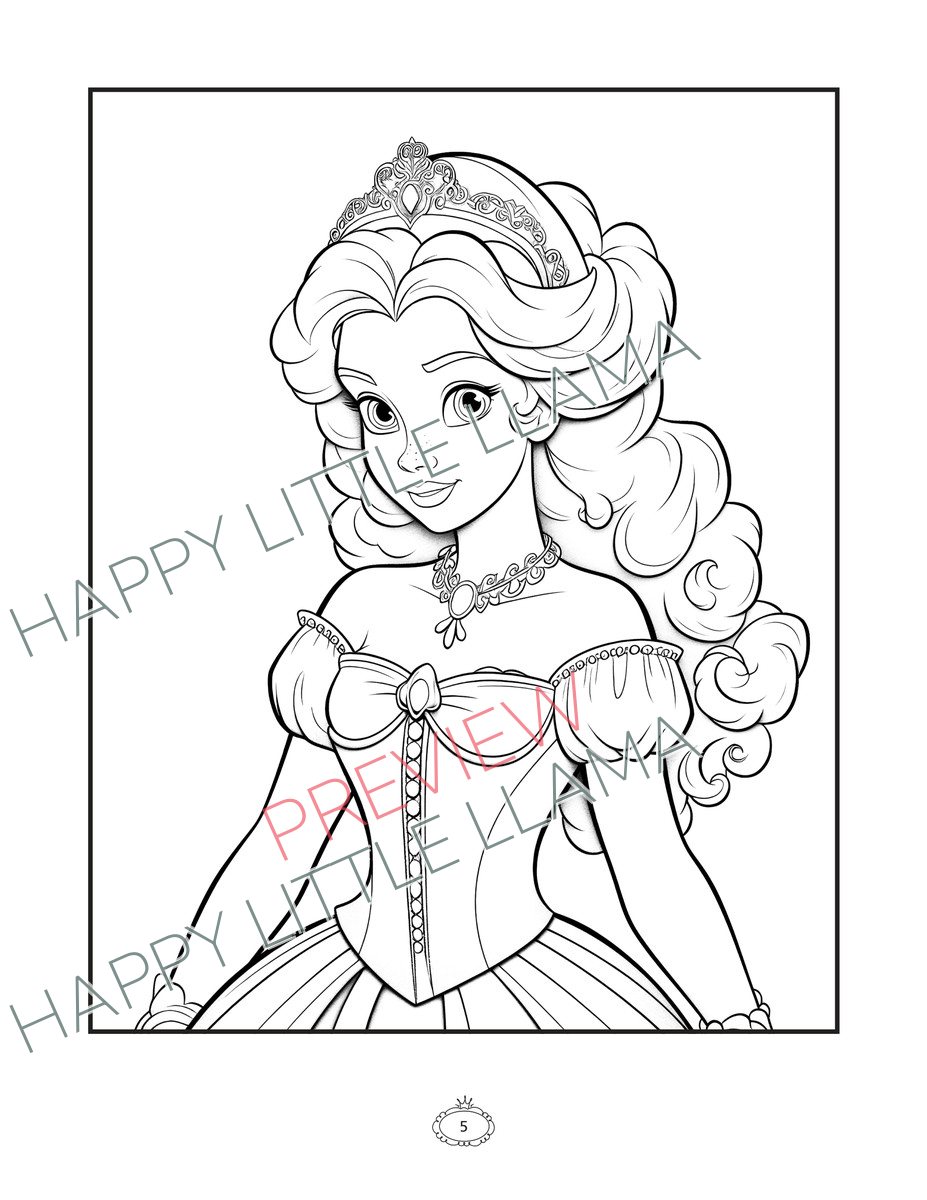 Princess in a festive ball gown – free printable coloring page for kids