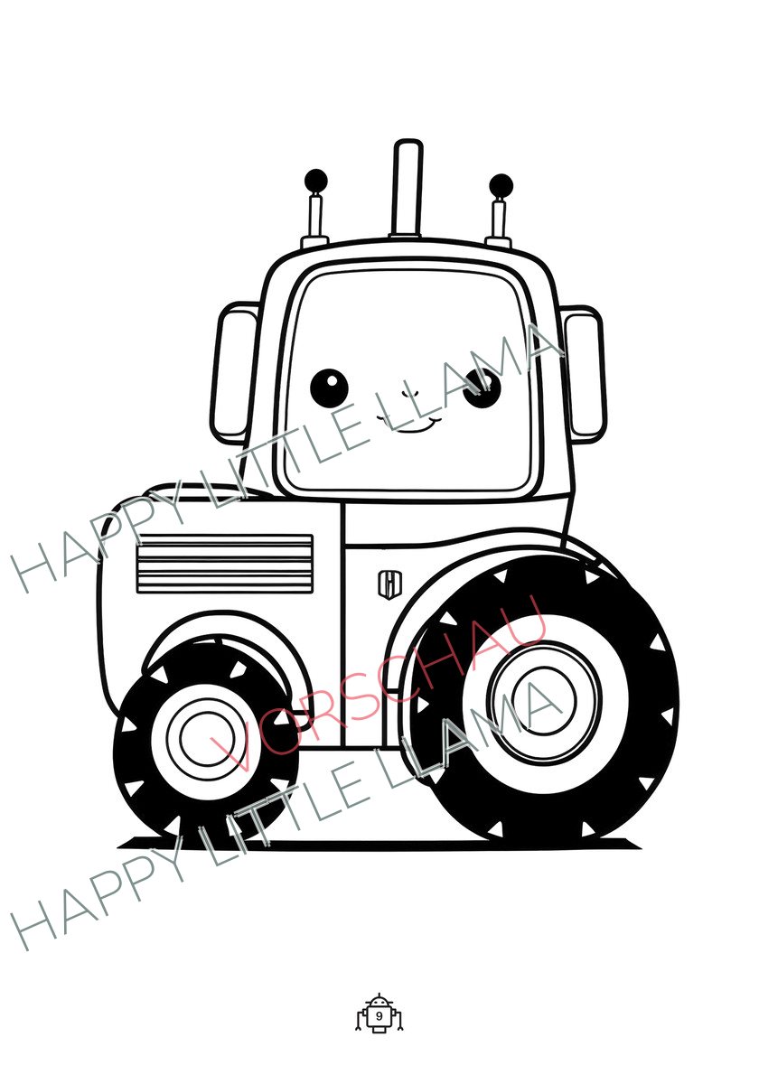Roboter auf Rädern – Ausmalbild aus dem kostenlosen Roboter-Malbuch