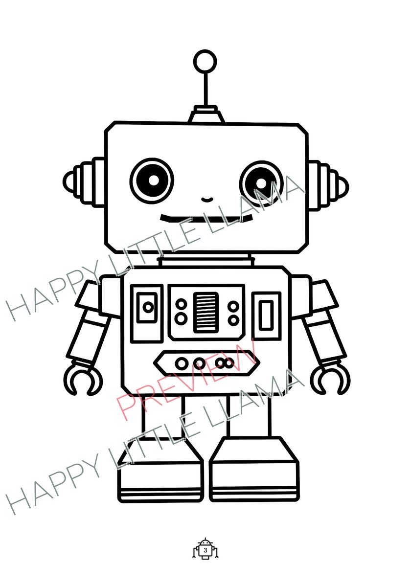 Classic tin robot – free printable coloring page for toddlers