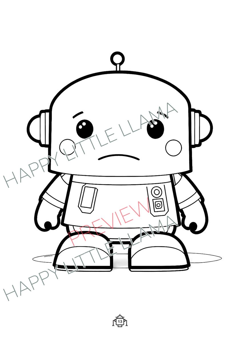 Friendly little robot – free printable coloring page for toddlers