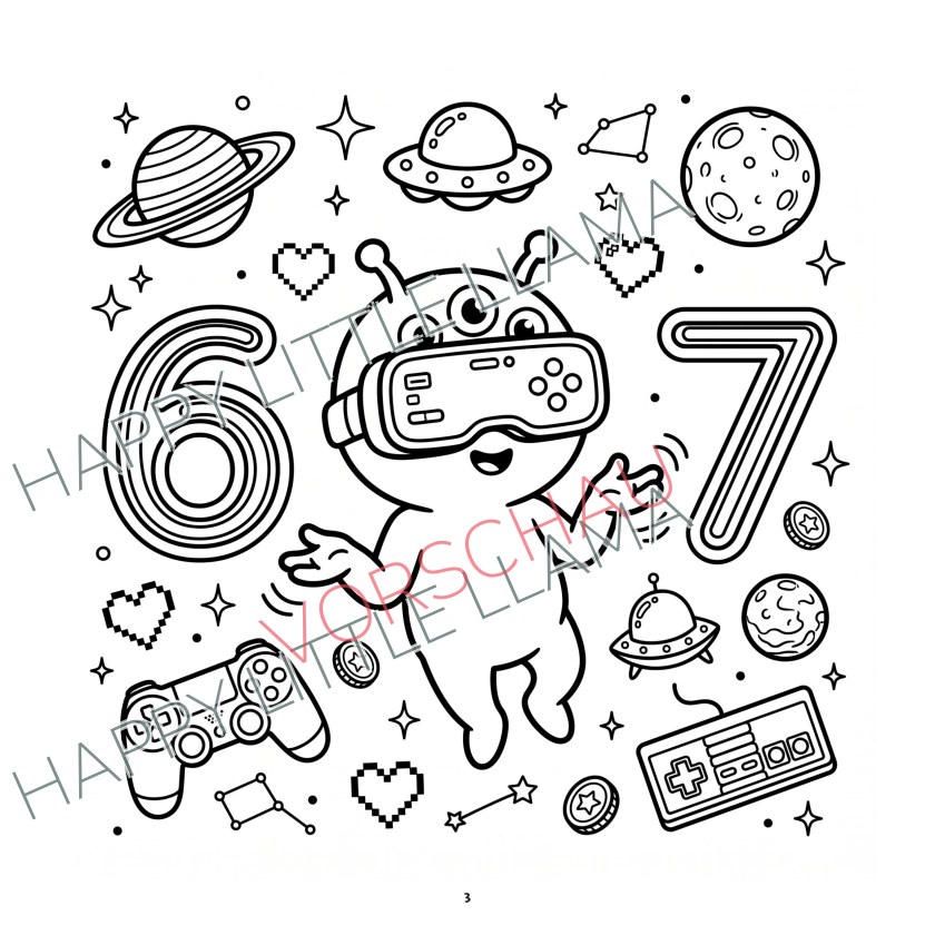 Six-Seven-Figur mit VR-Brille – 67-Ausmalbild aus dem kostenlosen Malbuch