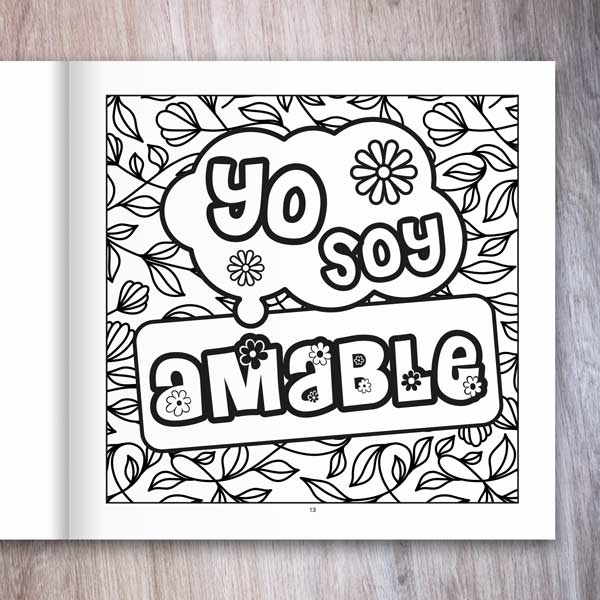 Afirmaciones Positivas página de ejemplo con la afirmación «Yo soy amable»