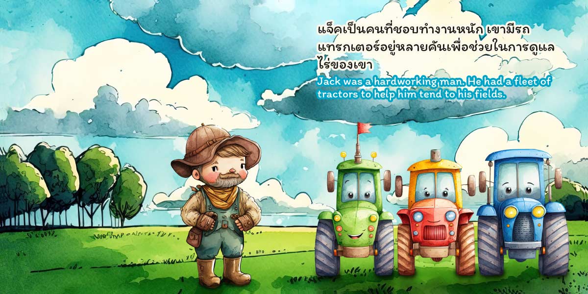 Tony The Little Tractor example pages (Thai edition)