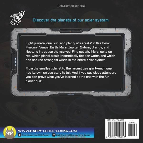 Planet Book for Kids – back cover with a solar system description and ISBN