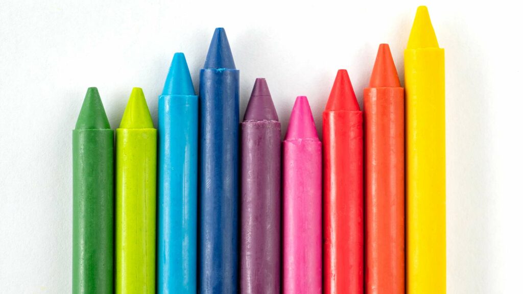 Many colorful crayons