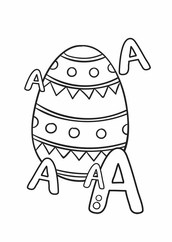 Easter Egg Coloring Book example page with letter A