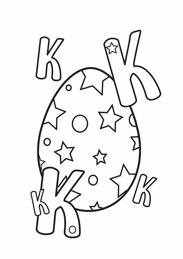 Easter Egg Coloring Book example page with letter K