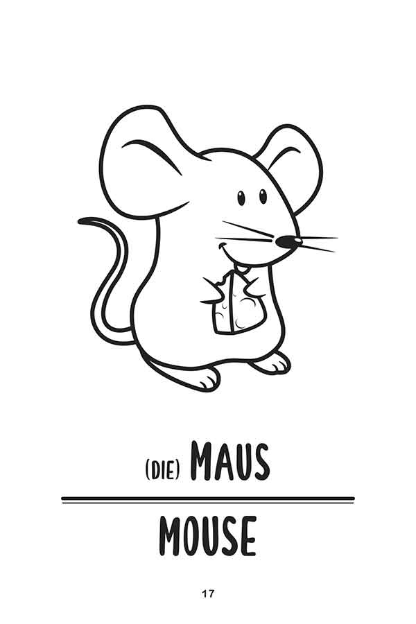 Meine ersten 50 Wörter die Tiere (Deutsch Englisch) Beispielseite mit Maus/Mouse