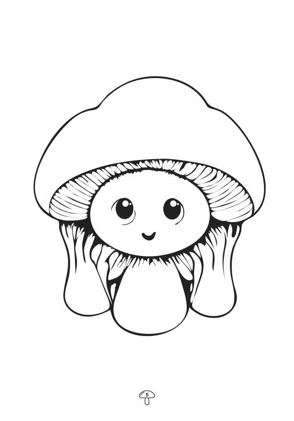 Mushroom Coloring Book for Kids example page