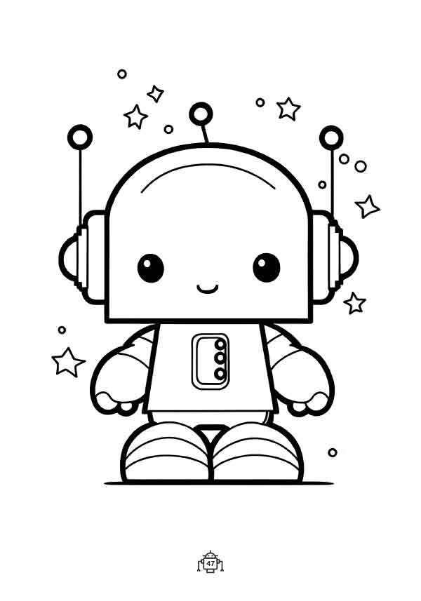 Robot Coloring Book for Kids example page with a cute robot