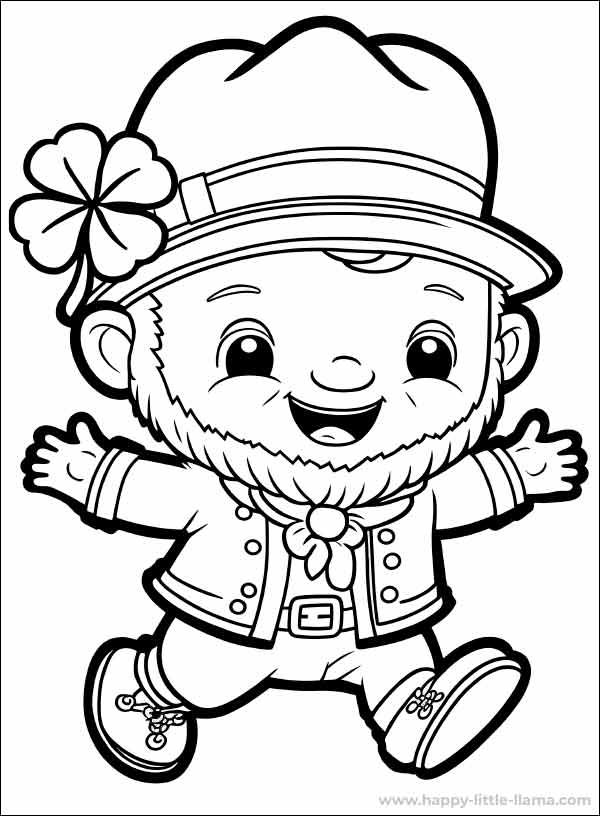 Free cute Leprechaun St. Patrick's day coloring page for kids