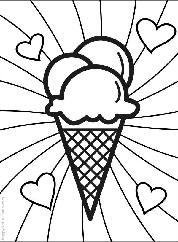 Free ice cream coloring page for kids