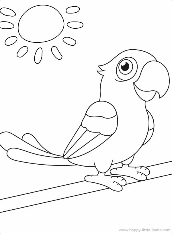 Free cute parrot coloring page for kids